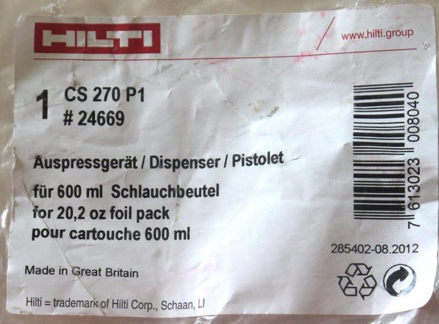 Preview of the first image of Hilti 24669 Foil pack dispenser manual CS 270-P1 firestop fi.