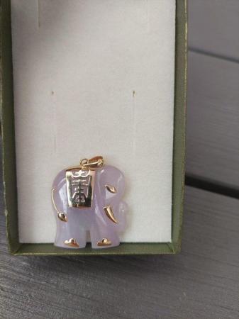 Image 5 of Beautiful lavender jade and gold elephant