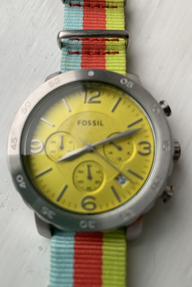 Preview of the first image of Fossil Chronograph Stainless Steel yellow Watch Case.