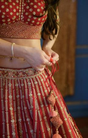 Image 8 of Stylish Red Silk Bridal Lehenga