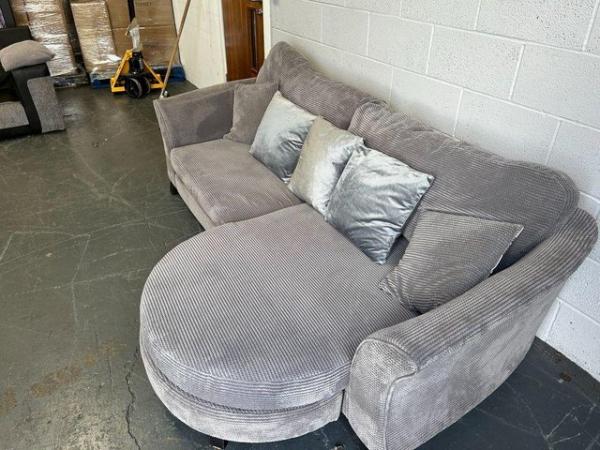 Image 2 of DFS Grey Compact Chaise Longue Sofa
