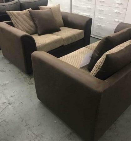 Image 1 of Byron 3&2 sofas in brown/beige fabric