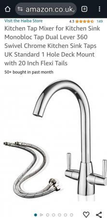 Image 2 of Kitchen Tap Mixer for Kitchen Sink Monobloc Tap Dual Lever 3