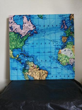 Image 1 of Antique style world maps on stretched canvas