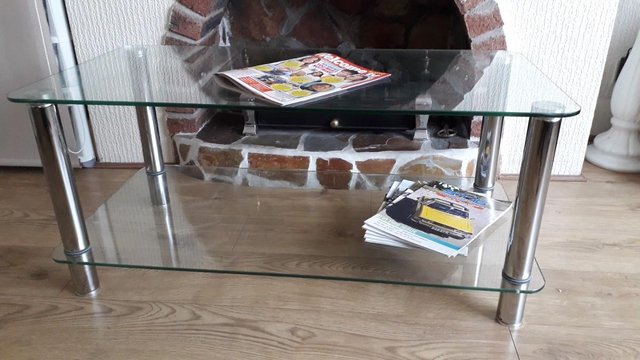 Preview of the first image of Glass chrome coffee / TV table.