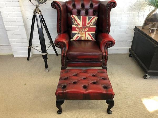 Image 1 of Oxblood Queen Anne Chesterfield armchair. Can deliver.