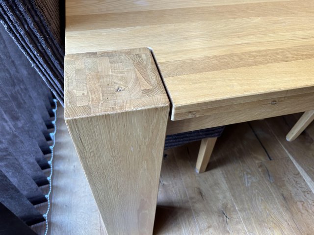 Preview of the first image of Solid oak dining room table and four chairs.
