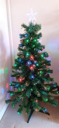 Image 1 of Fibre optic christmas tree with LED lights 1.2M Tall. Notcut