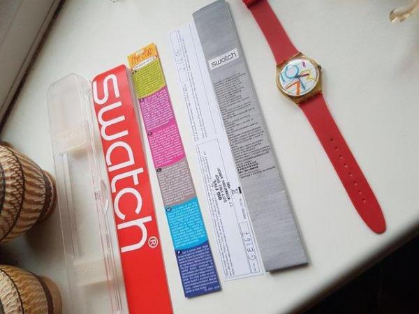 Image 2 of retro style swatch watch from 2006 box & papers new battery