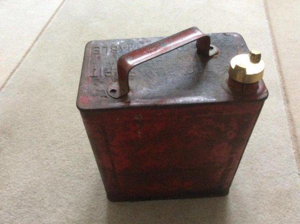Image 2 of Vintage Red Petrol Can Complete with Brass Cap