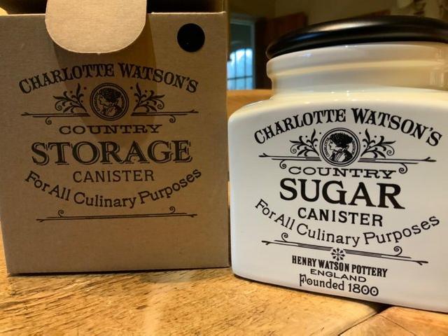 Preview of the first image of Charlotte Watson cream sugar canister new in box.