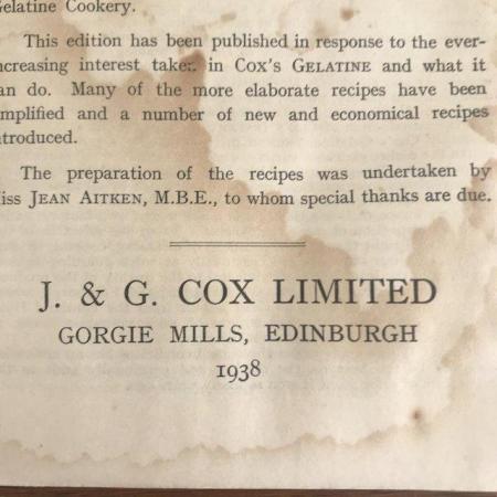 Image 3 of Vintage 1938 Cox's Manual of Gelatine Cookery. P/back.91 pgs