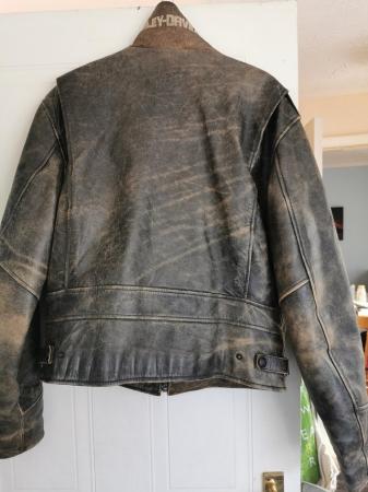 Image 2 of Mens brown harley davidson leather motorcycle jacket