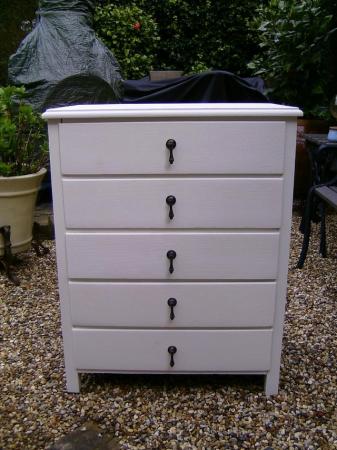 Image 1 of Wooden 5 drawer chest of drawers