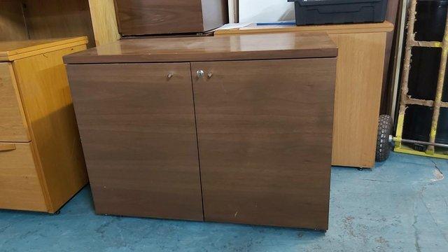 Image 3 of Solid Cylindrical knob Walnut Office Credenza/Cupboard
