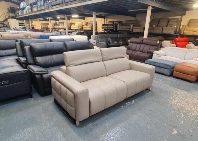 Image 10 of Ex-display Marvella grey leather 3 seater sofa