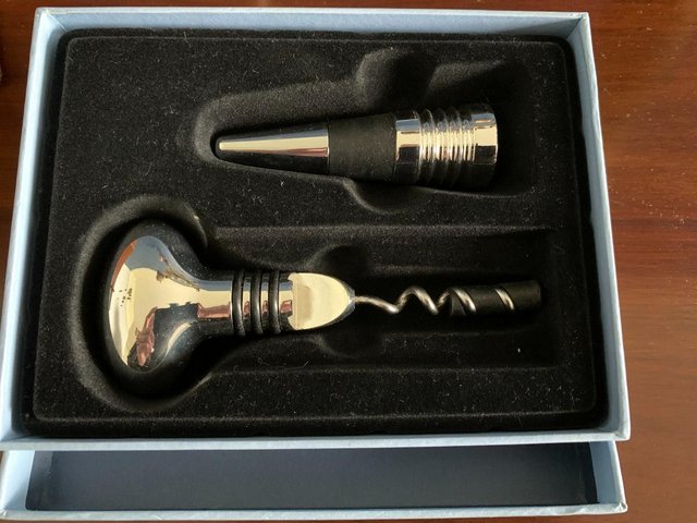 Preview of the first image of Wedgwood Chablis Bottle Stopper & Opener Gift Set.