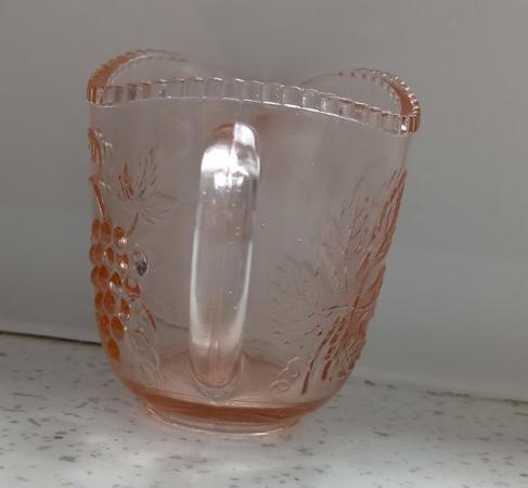 Image 12 of A Small Vintage Glass Jug with Orange Hues.  Height 3.1/2".