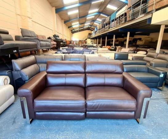 Image 6 of Moreno brown leather electric recliner 3 seater sofa