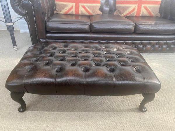 Image 1 of Large brown leather Chesterfield footstool. Can deliver.