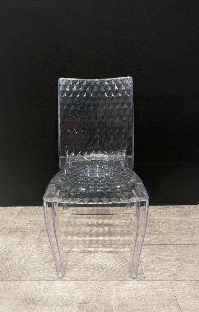 Preview of the first image of Hypnosis Multi Purpose Stackable Dining Chair, Clear Plastic.