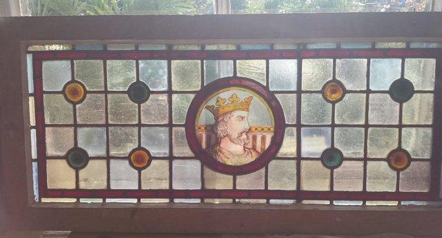 Image 2 of 'The King', Victorian/Edwardian Stained Glass Window Panel