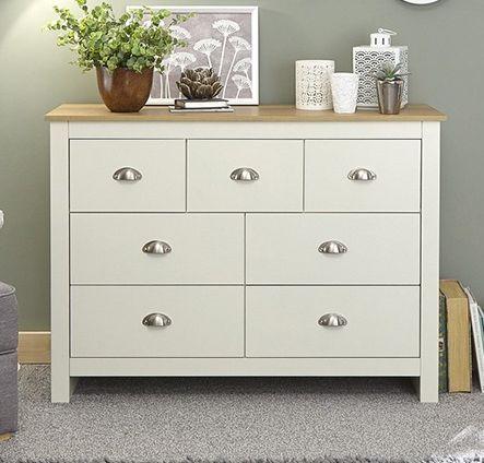 Image 1 of CREAM LANCASTER 3 + 4 DRAWER MERCHANTS CHEST OF DRAWERS