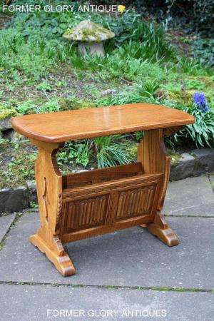 Image 62 of AN OLD CHARM VINTAGE OAK MAGAZINE RACK COFFEE LAMP TABLE