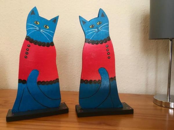 Image 1 of Pair of hand made Cat Ornaments.