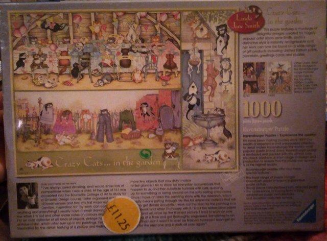 Preview of the first image of Linda Jane-Smith Crazy Cats in the garden puzzles.