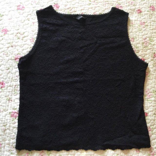 Preview of the first image of Size 14 Stretch Black Lace Sleeveless Tank.