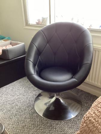 Image 1 of Black Faux Leather Swivel Chair