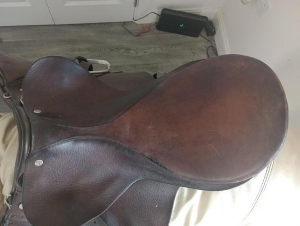 Image 2 of 17" wide brown leather saddle