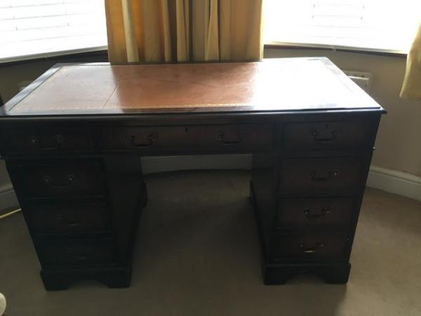 Image 2 of Reproduction leather topped desk