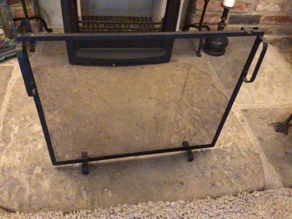 Image 2 of Wrought iron and black mesh fire guard vgc
