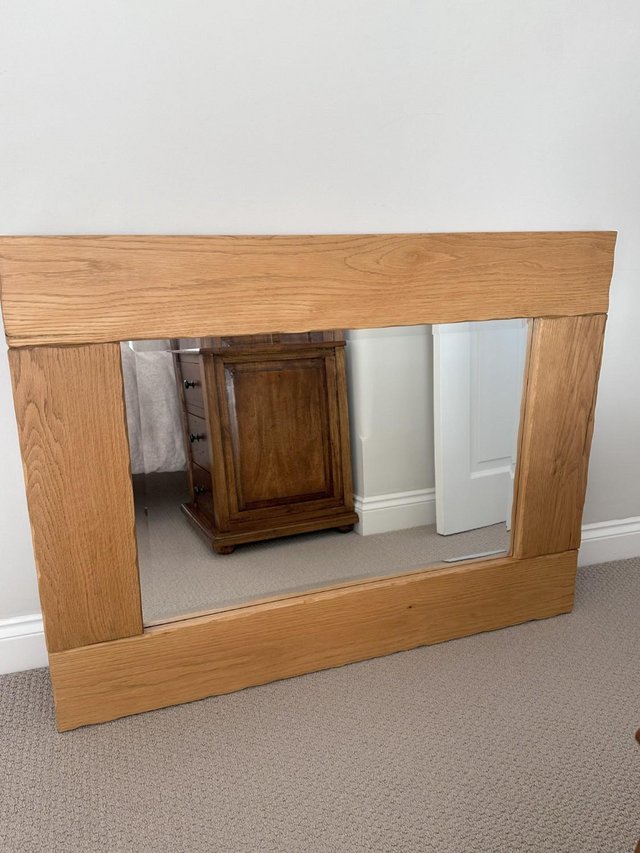 Preview of the first image of Large oak framed wall mirror.