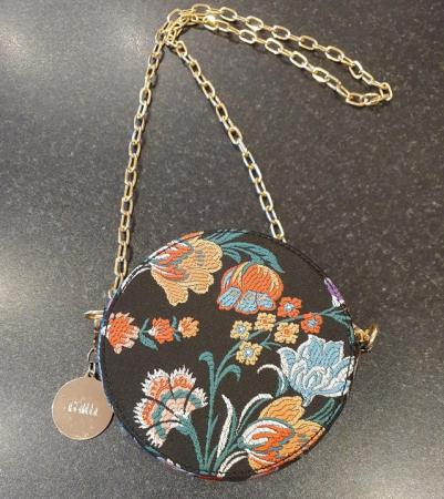 Image 1 of Faith Round Floral Bag with gold chain strap & charm