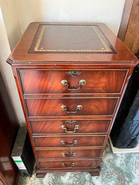 Preview of the first image of A beautiful mahogany reproduction filing cabinet.