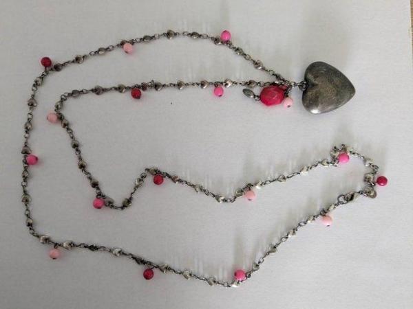 Image 1 of White Stuff Heart and bead long necklace