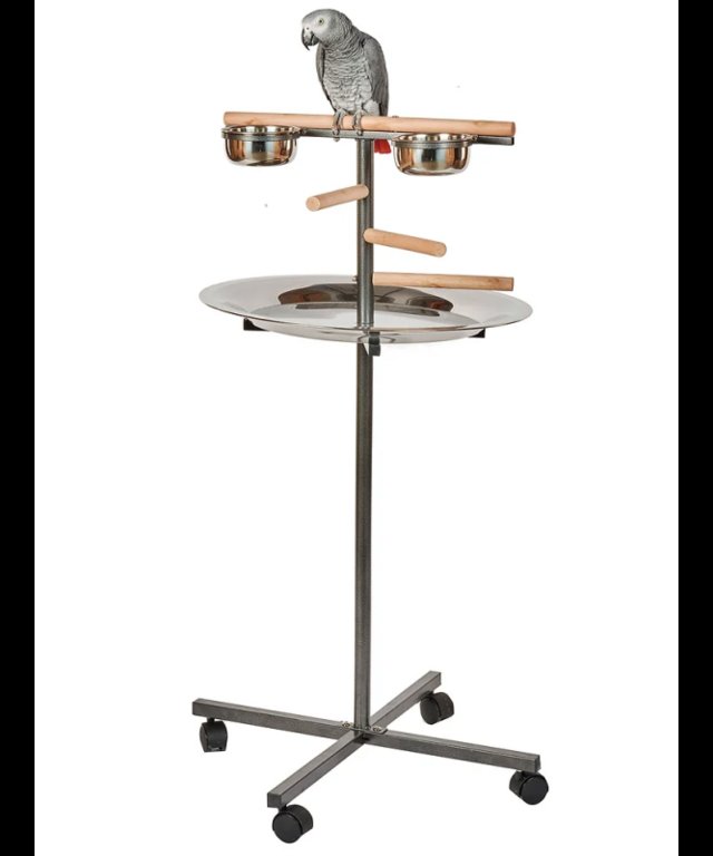 Preview of the first image of Parrot Supplies T Bar Parrot Playstand With Steps, Feeders.