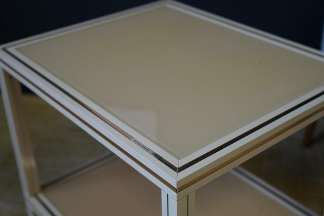 Image 4 of Mid Century Pierre Vandel Cream Aluminium Two-Tier Table