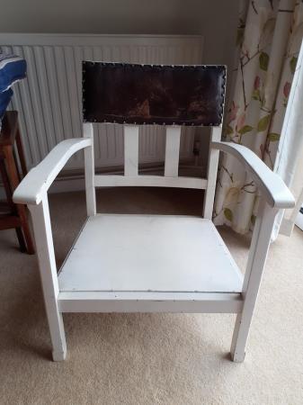 Image 2 of Old solid wood nursing chair with leather back rest