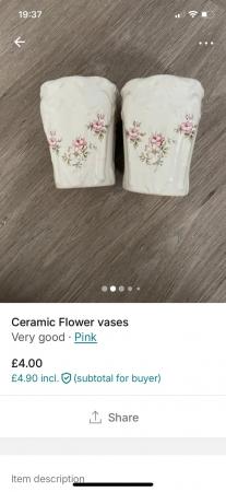 Image 3 of Beautiful Ceramic vases x2