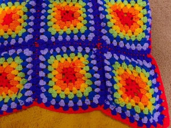 Image 2 of HAND CROCHETED BLANKET-BRIGHT AND CHEERFUL