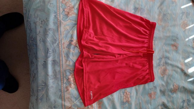 Image 3 of Kipsta Red Satin Football/Running Shorts Large as new