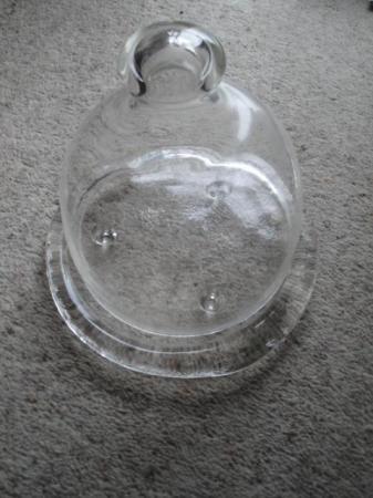 Image 2 of Clear Glass Cheese Plate & Dome - Used