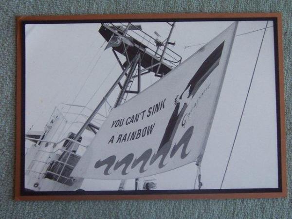 Image 1 of Mounted B & W Photograph of Greenpeace's Rainbow Warrior
