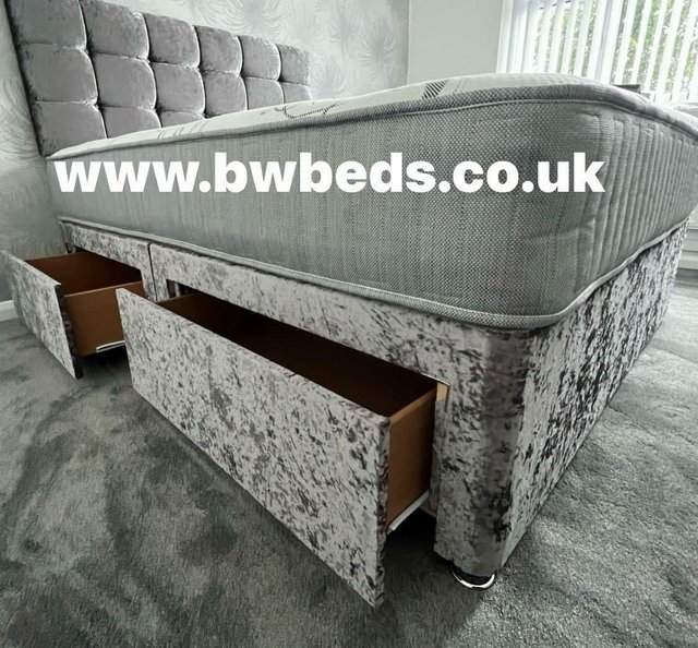 Preview of the first image of 4 Foot - Lyon Deluxe Divan Bed with the Aries Headboard.