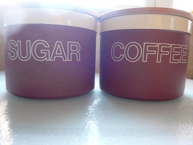 Preview of the first image of Hornsea pottery - vintage coffee and sugar storage jars.