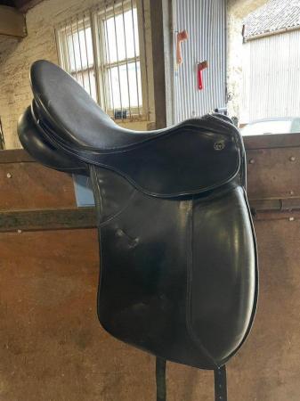 Image 1 of 18” wide black Kiefer Dressage saddle